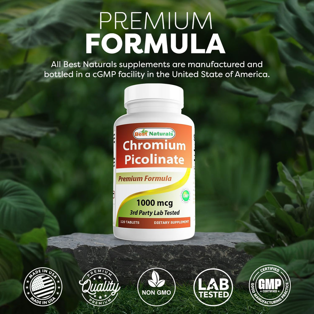 Best Naturals Chromium Picolinate 1000 mcg 120 Tablets (Pack of 2)