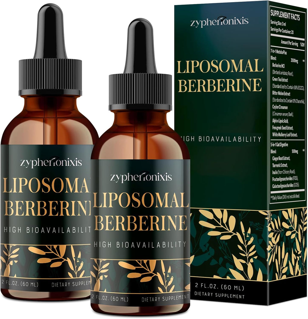 Liposomal Berberine HCL Supplement Liquid 3000mg - High Absorption Berberine Drops with Ceylon Cinnamon - 12-in-1 Formula AMPK Activator, Sugar Free - 4 fl oz