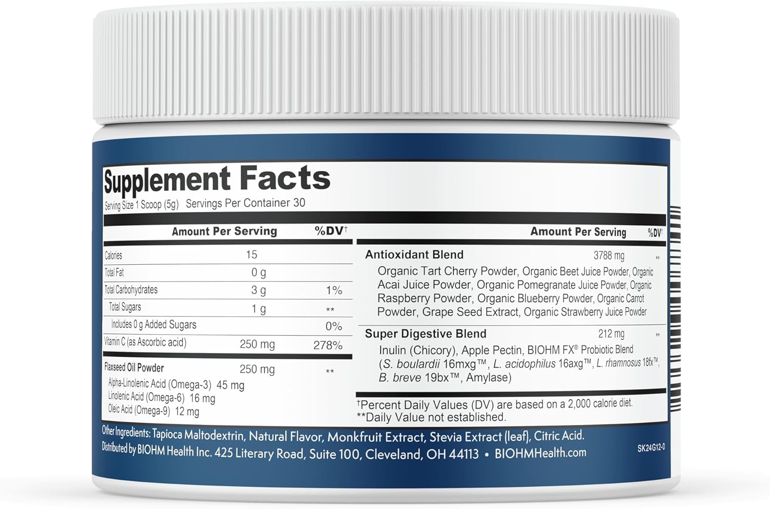 BIOHM Super Kids Superfood Powder Plus Probiotics, (5.3 Oz, 30 Servings) Delicious Berry Blast, Antioxidants, Omega 3 & Vitamin C, Non-GMO, Dairy Free, No Artificial Ingredients, Vegetarian, Ages 4+
