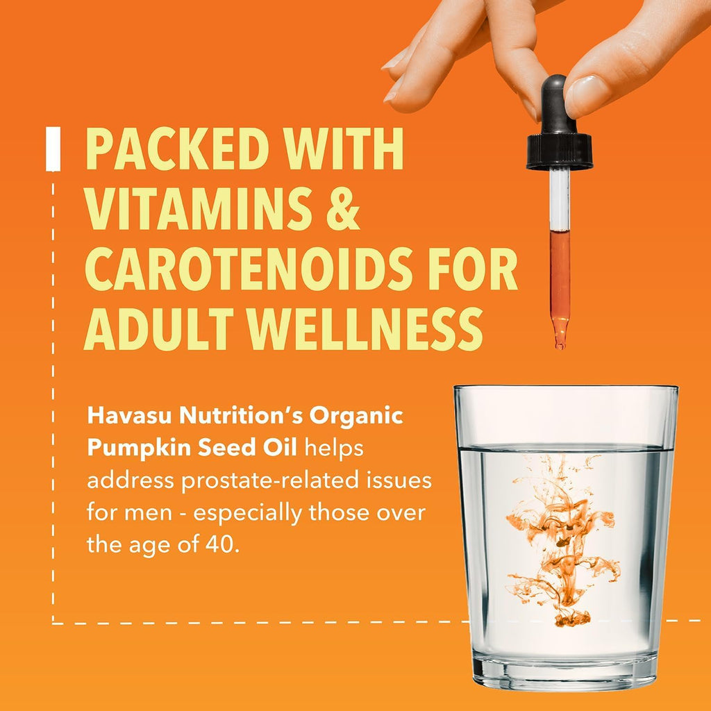 Pumpkin Seed Oil - USDA Organic - Cold Pressed for Hair, Prostate, and Hormone Support - 2 Month Supply - Liquid Drops for Men and Women - Vegan, Non-GMO, and Gluten Free - Unflavored, 1 Fl Oz