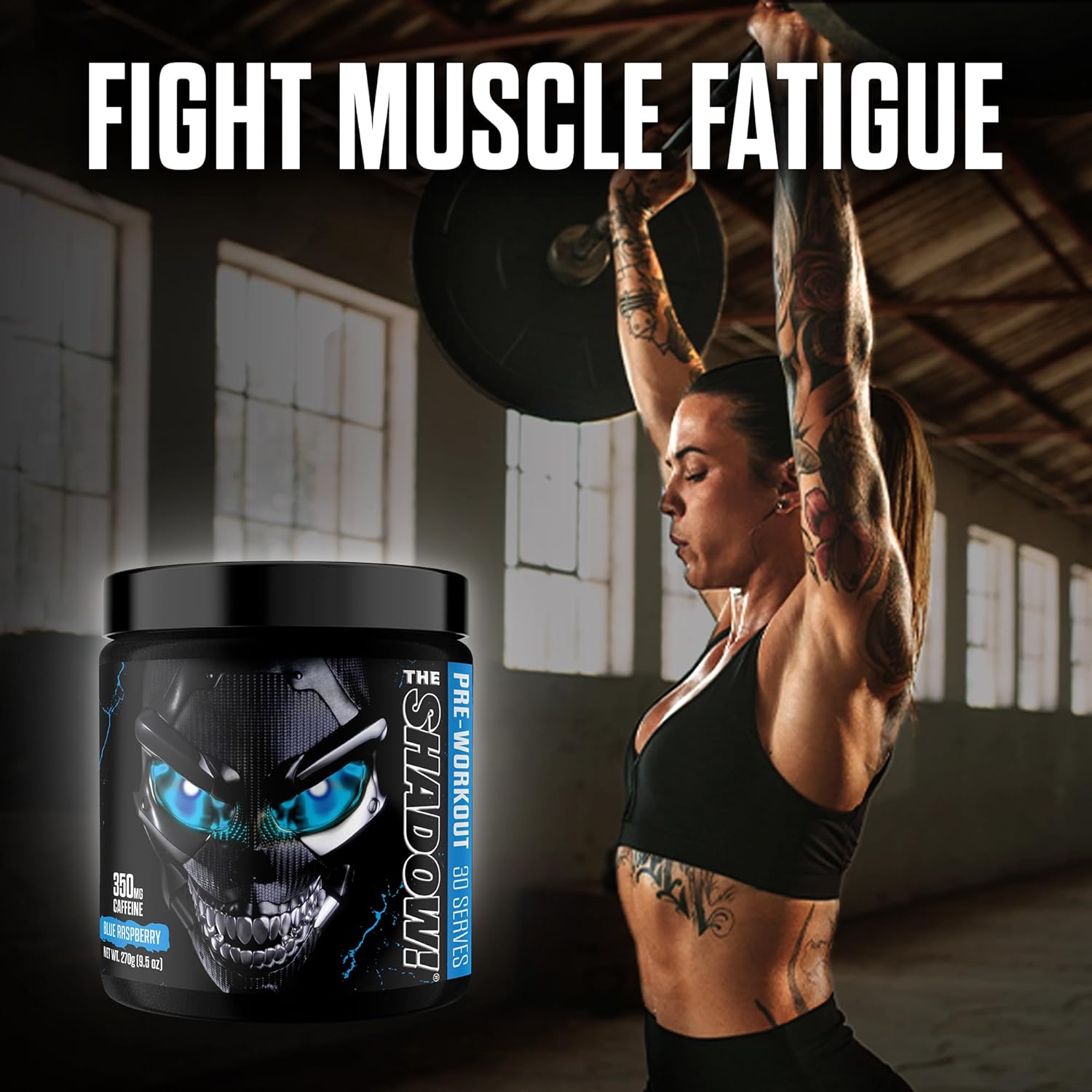 JNX SPORTS The Shadow! 350mg of Caffeine Hard Core Preworkout - Blue Raspberry 30 Servings | Electric Energy, Mental Focus & Superhuman Strength for Men & Women