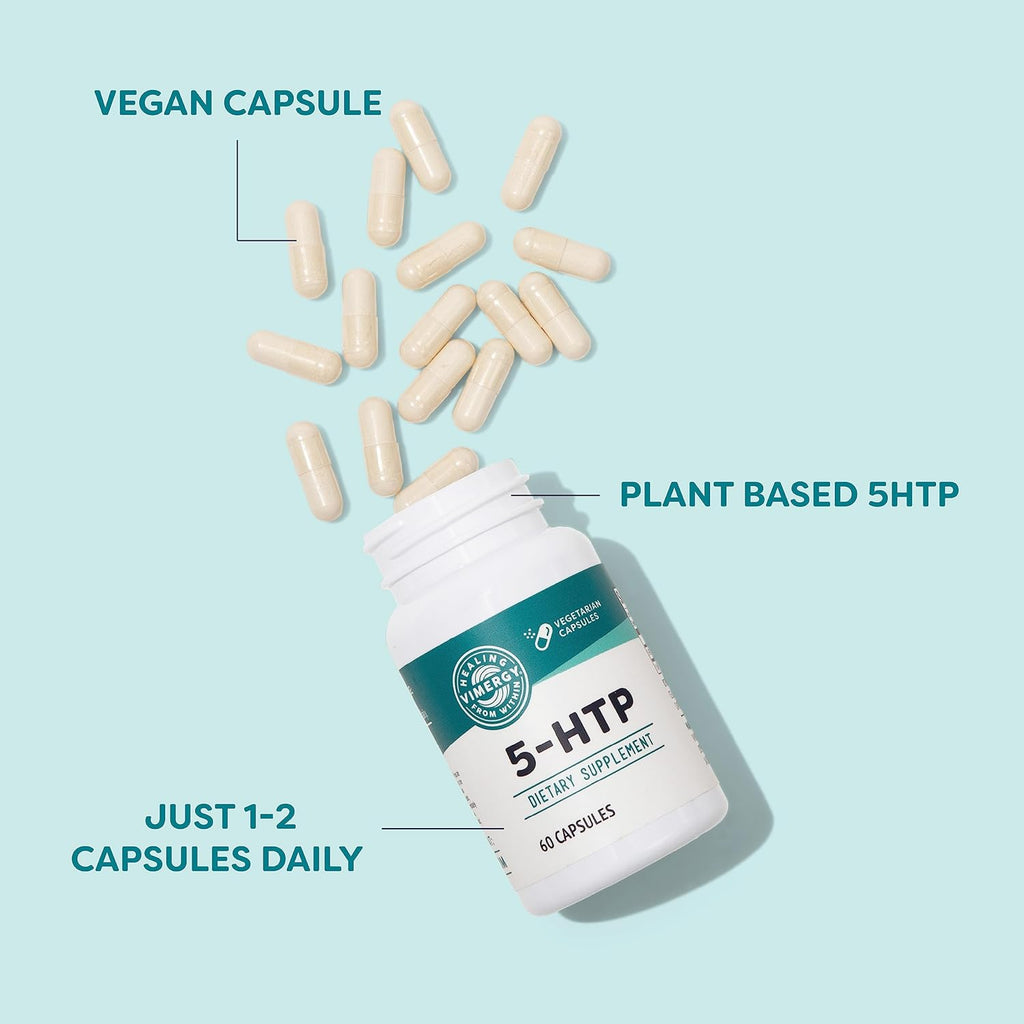 Vimergy 5-HTP Capsules– Clean Formula Supporting a Healthy Mood, Better Sleep and May Enhance Serotonin Levels.* Kosher and Vegan. – (60 ct.)