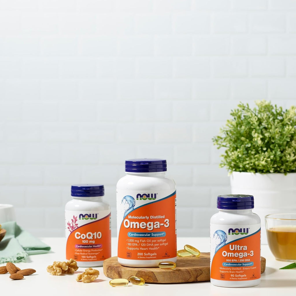 NOW Foods Supplements, Omega-3 180 EPA / 120 DHA, Molecularly Distilled, Cardiovascular Support*, 200 Softgels