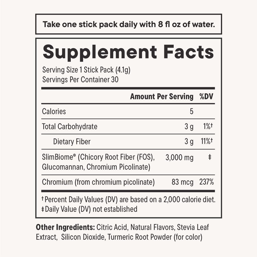Daily Nouri FeelFull Prebiotic Fiber Drink Mix | Supports Natural Fullness, Appetite & Cravings Control, Gut & Metabolic Health | Oligofructose, Glucomannan & Chromium | 30 Stick Packs