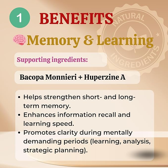 Core Mind Cognitive Clarity – Balanced Focus & Memory Support with DMAE, GABA, DHA & Bacopa | Non-Stimulant Nootropic & Antioxidant Formula | 60 Capsules