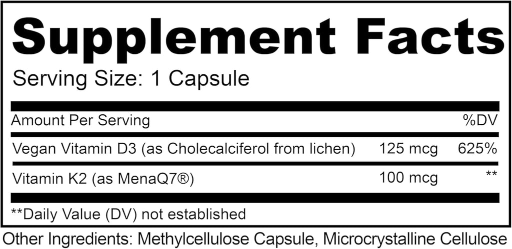 LIVELY VITAMIN CO. Solar Power Vitamin D3 5000 iu - Patented Vitamin K - MK7 - Immune Balance - Brain Function - Mood - Heart - Stress - 60 Count