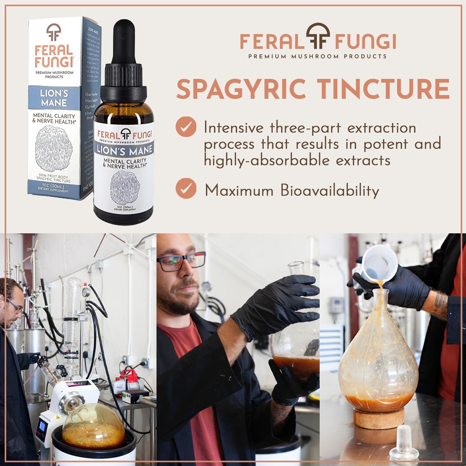 Lion’s Mane Extract – Triple-Extracted Spagyric Tincture for Brain and Nerve Function – 100% Fruiting Body – Natural Flavor – Grown and Made in The USA – 1 oz