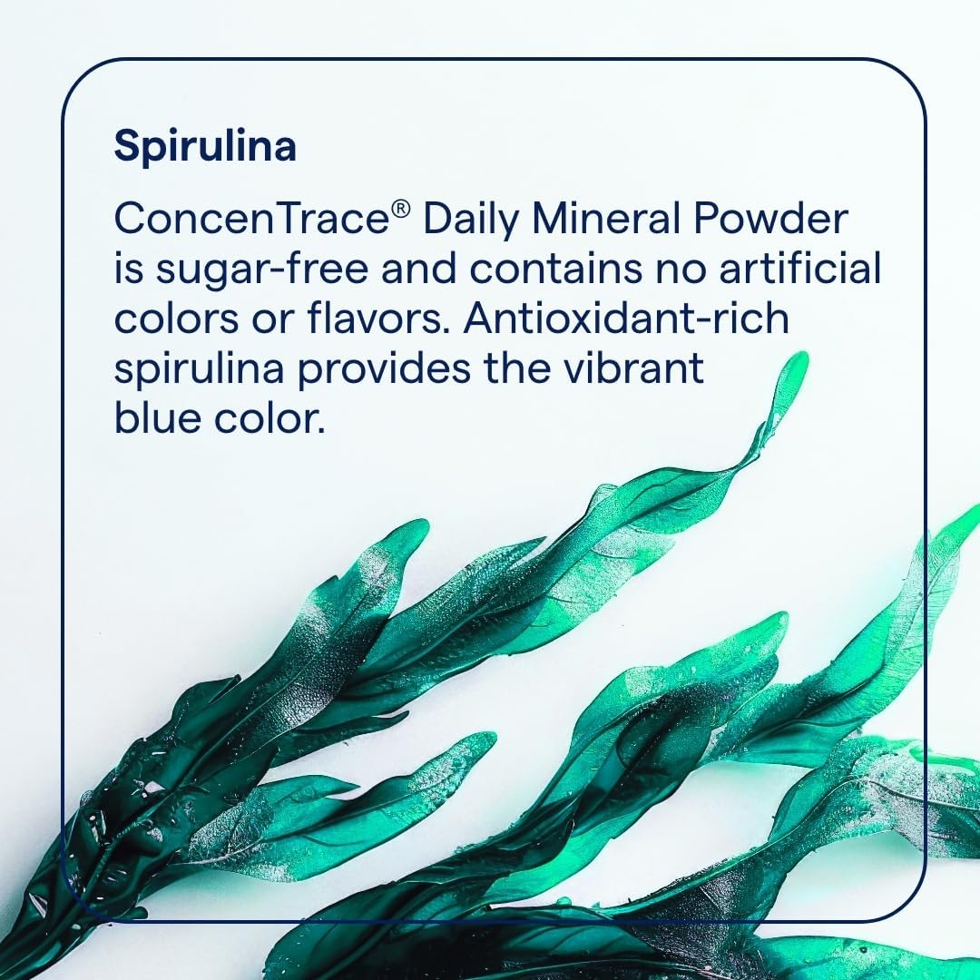Trace Minerals ConcenTrace Daily Mineral Powder 60 Servings - 700mg of ConcenTrace per Serving (About 15 Drops) Full Spectrum for Whole Body Wellness- Blue Hawaiian Flavor
