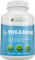 Purely Holistic L-Theanine 200mg (Double-Strength), 180 Vegan Capsules, 6 Month Supply, Non GMO & Gluten Free Ltheanine Vitamins