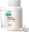 Nourished Mama Prenatal Multi Vitamin - Vegan Multivitamin for Preconception, Pregnancy, Postpartum and Breastfeeding Support - Iron-Free with Methylated Folate & High Dose Choline - 90 Capsules