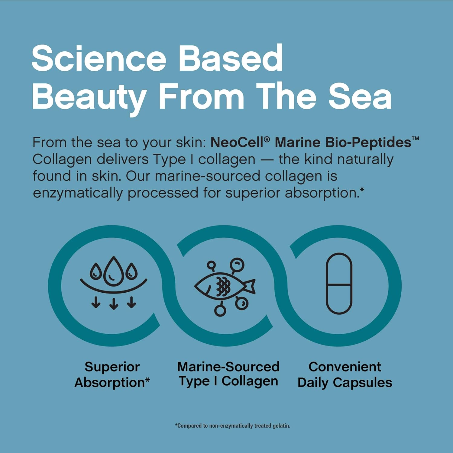 NeoCell Marine Collagen Peptides Capsules | 300 Pills | with Hyaluronic Acid | Plus Vitamin C | Superior Absorption Bio-Peptides for Women and Men | Premium Formula Supplement