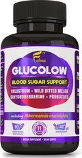 Blood Sugar Support Colostrum Supplement w/Bitter Melon, Probiotics Blend w/Akkermansia & Prebiotic Berberine | for Healthy Blood Glucose, Metabolism, Gut & Immunity | 90 Delayed Release Vegan Caps