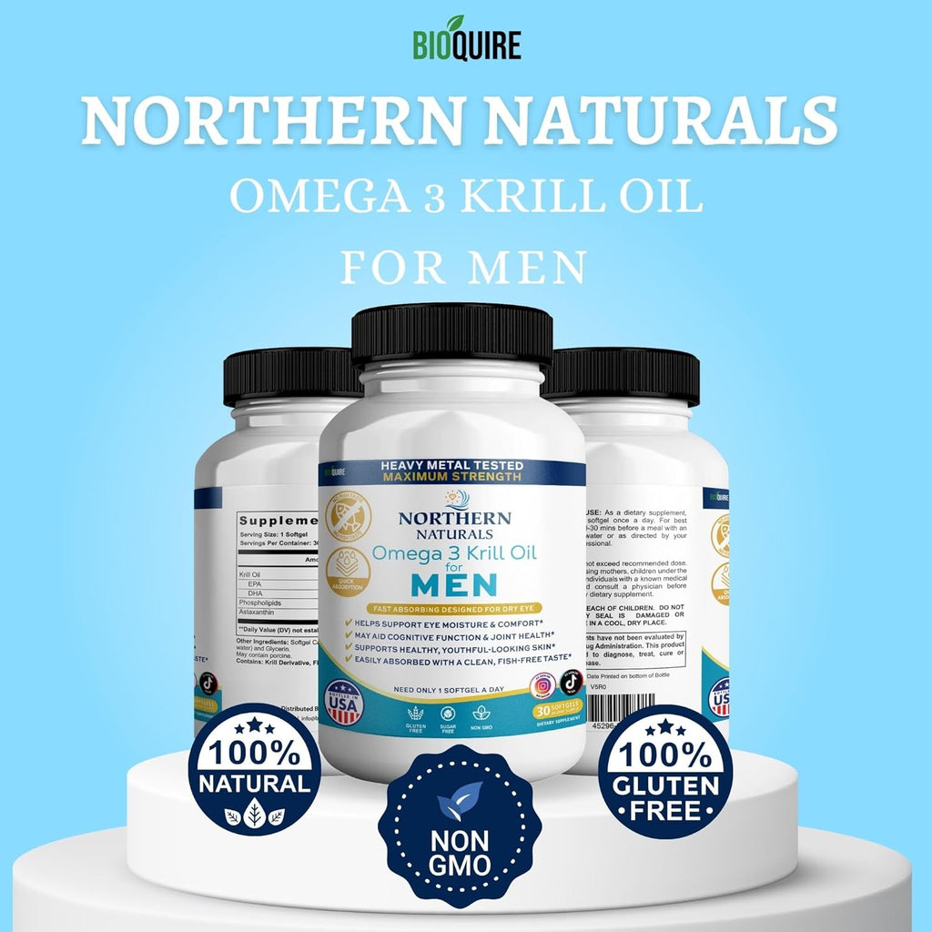 Northern Naturals Omega 3 Krill Oil for Men, 500mg, 30 Softgels, Fish-Free Taste, Supports Eye, Brain and Joint Health (3)