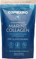 CORREXIKO Marine Collagen Powder Supplement Unflavored - 10,000mg Double Hydrolyzed Collagen Peptides per Serving - Formulated for Maximum Absorption - Hair, Skin & Nails - 15oz, 42 Servings