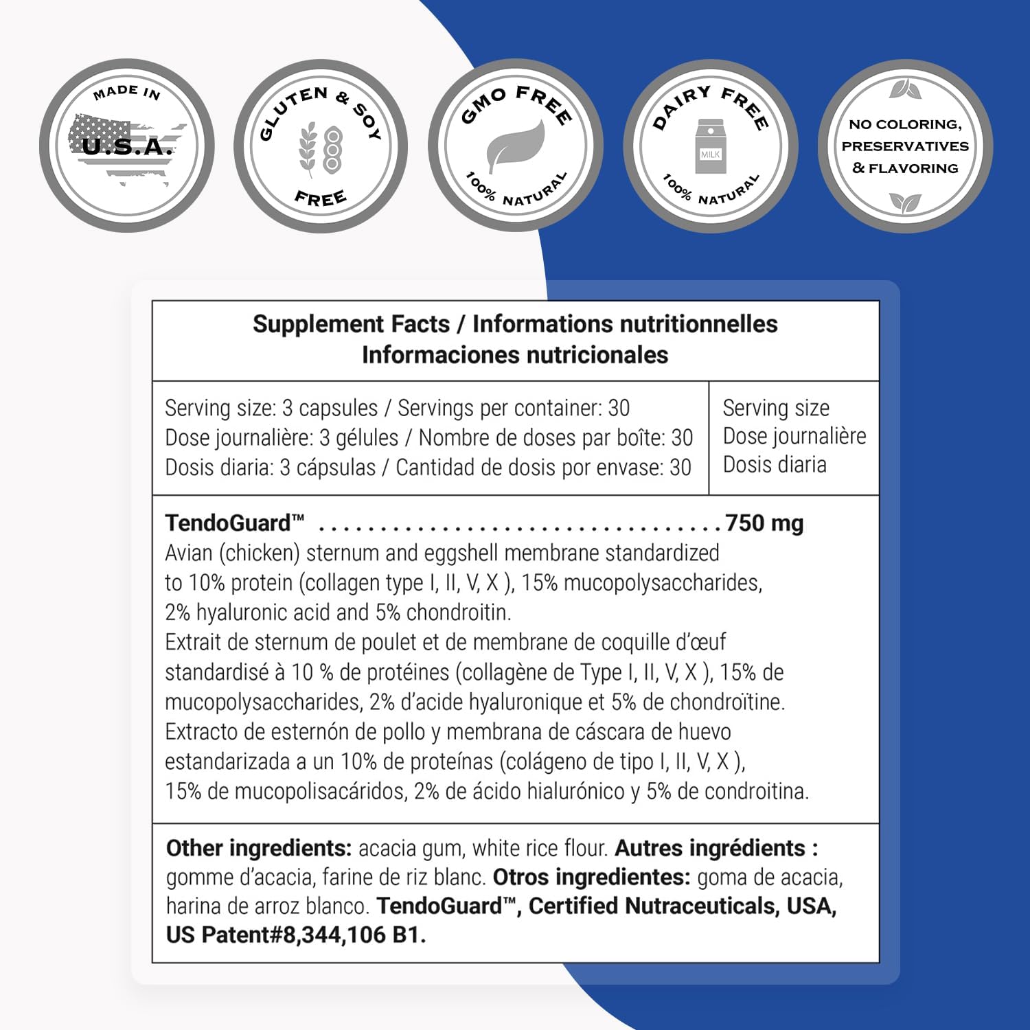 Supersmart - Tendo-Fix 750 mg Per Day - Increases Joint Mobility with Collagen | Non-GMO & Gluten Free - 90 Vegetarian Capsules