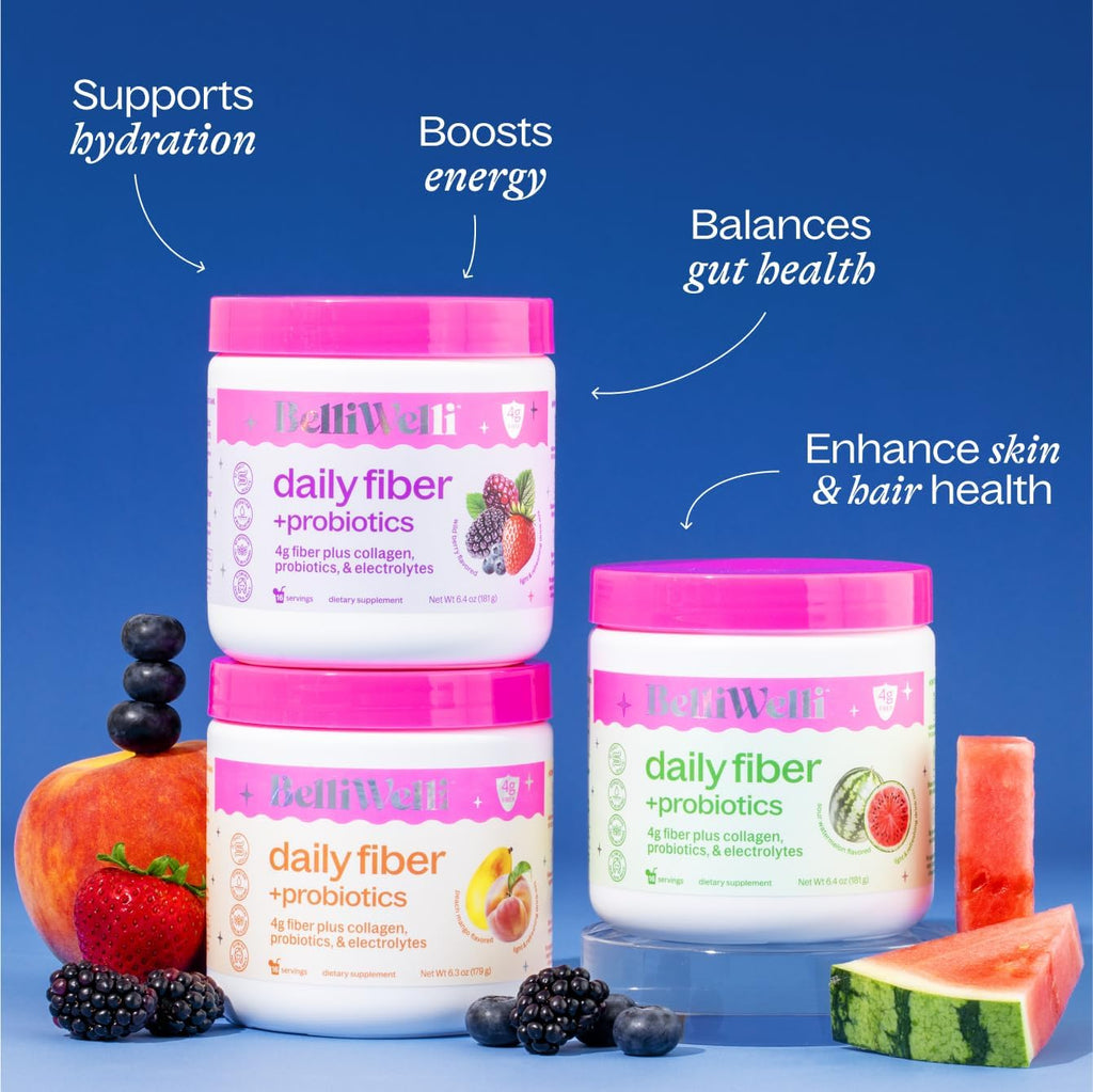 Fiber Supplement for Women & Men – Premium Daily Fiber Powder from Organic Acacia with Added Collagen, Electrolytes & Probiotics – No Bloat, Constipation & Gut Health Support (Watermelon)