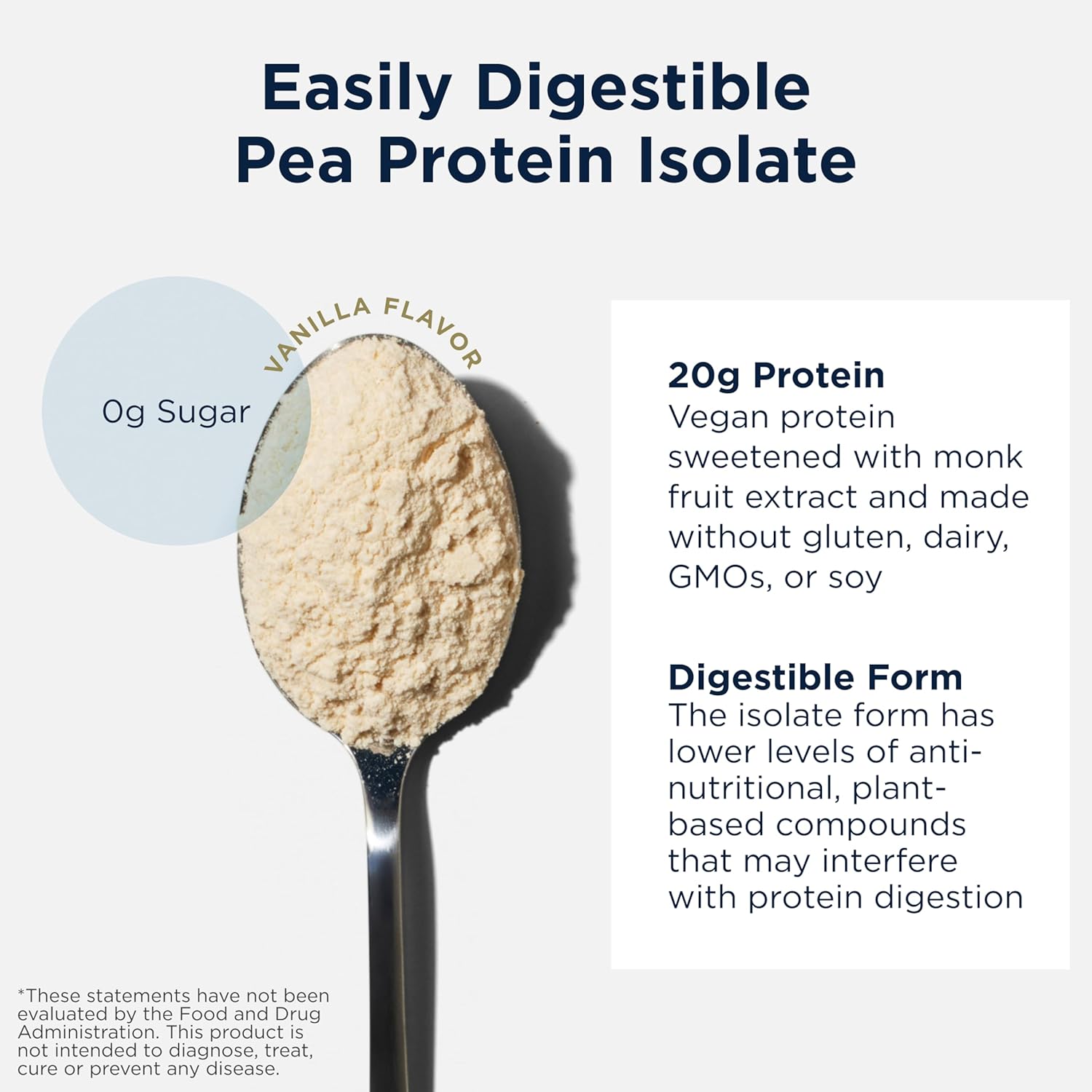 Designs for Health PurePea - 20g Vegan Pea Protein, Non-GMO Natural Drink Mix Powder Supplement, Vanilla (15 Servings / 450g)