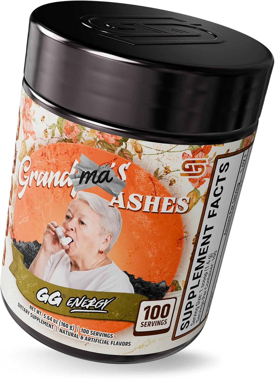 Gamer Supps, GG Energy Grandma's Ashes (100 Servings) - Keto Friendly Gaming Energy and Nootropic Blend, Sugar Free + Organic Caffeine + Vitamins, Powder Drink