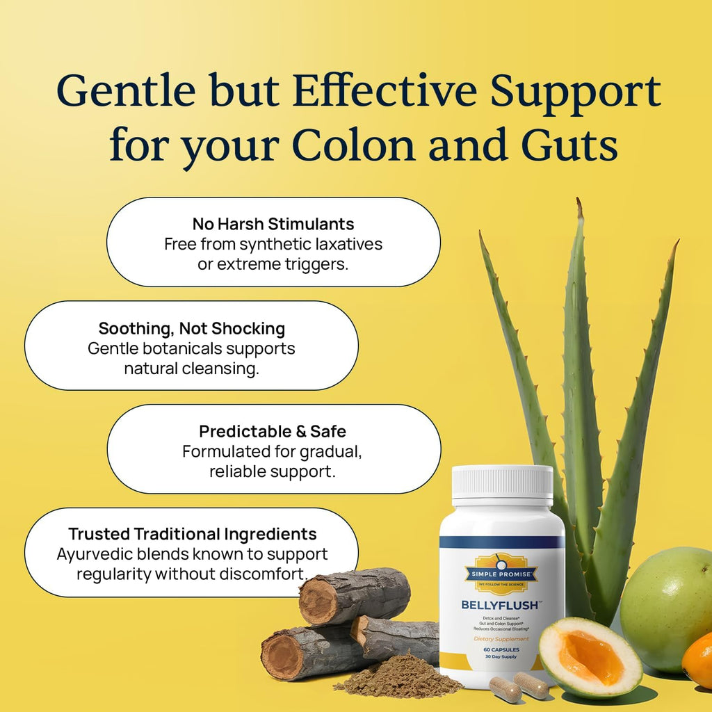Simple Promise BellyFlush - Gentle Colon & Gut Cleanse Supplement for Comfort with Milk Thistle & Bentonite Clay - Supports Debloat, Digestive Cleanse & Flushing - 60 Capsules