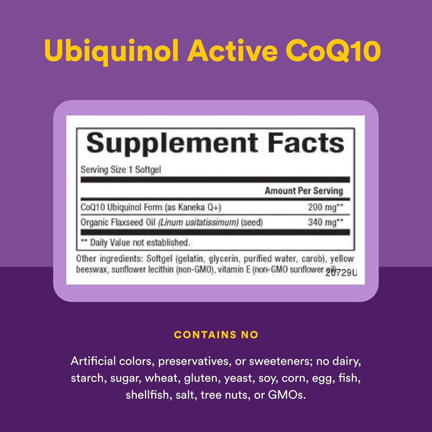 Natural Factors Ubiquinol Active CoQ10 200 mg, High-Absorption Coenzyme Q10 Supplement for Energy, Heart and Cognitive Support, 100mg, 30 Softgels