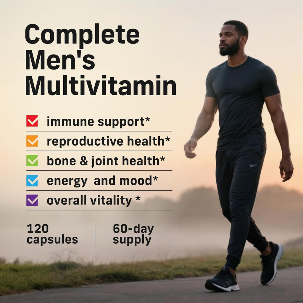 Alpha Tribe Multivitamin for Men with Seamoss Black Seed Oil Ashwagandha Burdock Root, Turmeric Bladderwrack, Vitamin C, Elderberry, Manuka, Yellow Dock | Daily Men's Vitamins and Minerals Supplement