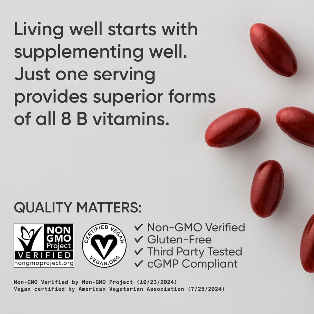 Sports Research Vitamin B-Complex - Full Spectrum of B Vitamins - Plant-Based Vegan-Friendly Formula - 120 Veggie Softgels
