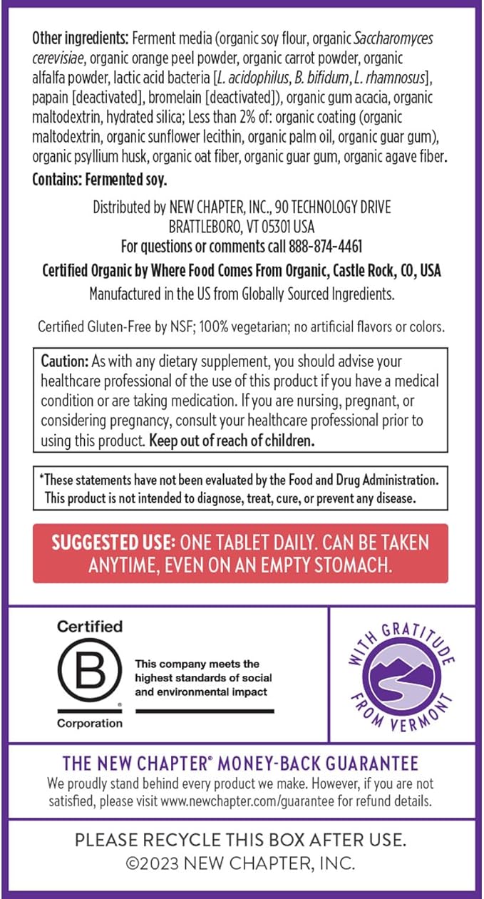New Chapter Women’s Multivitamin 55+, Astaxanthin, B6, B12, D3, Vitamin C & Zinc, Immune, Heart, Cellular Energy, and Bone Support, Gentle on The Stomach, One Daily, Non-GMO, Gluten-Free, 48 Tablets