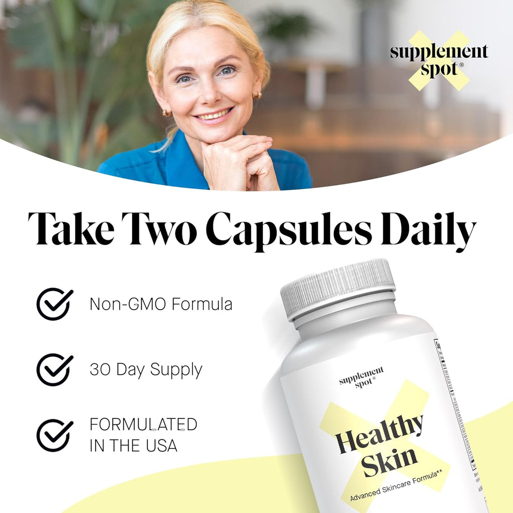 Healthy Skin Anti-Aging Supplement w/Hyaluronic Acid, Trans Resveratrol, Collagen & Alpha Lipoic Acid – Anti Wrinkles Supplement Protects, Rejuvenates & Increases Skin Elasticity (60 Capsules)
