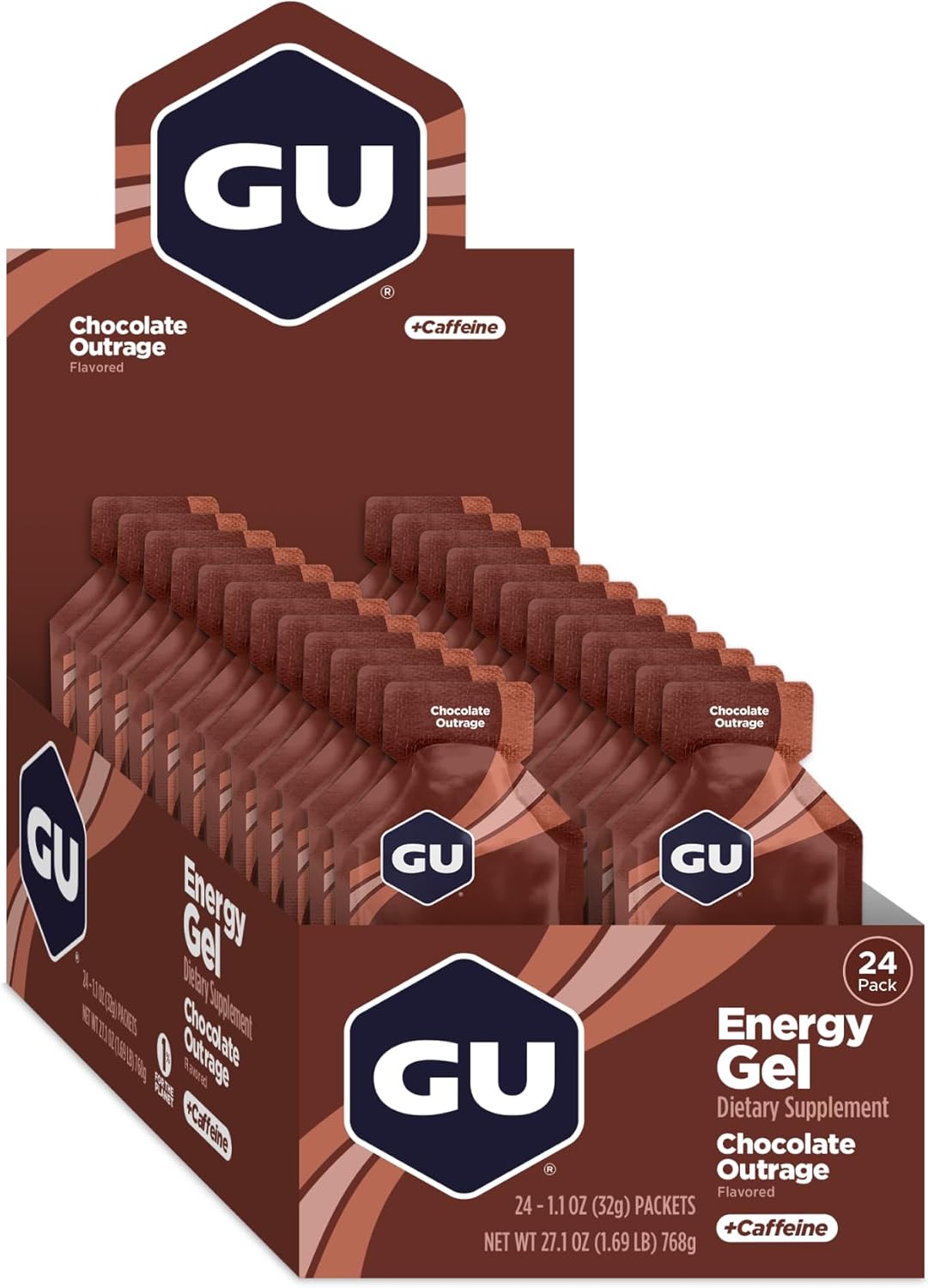 GU Energy Original Sports Nutrition Energy Gel, Chocolate Outrage, 24 Count Box
