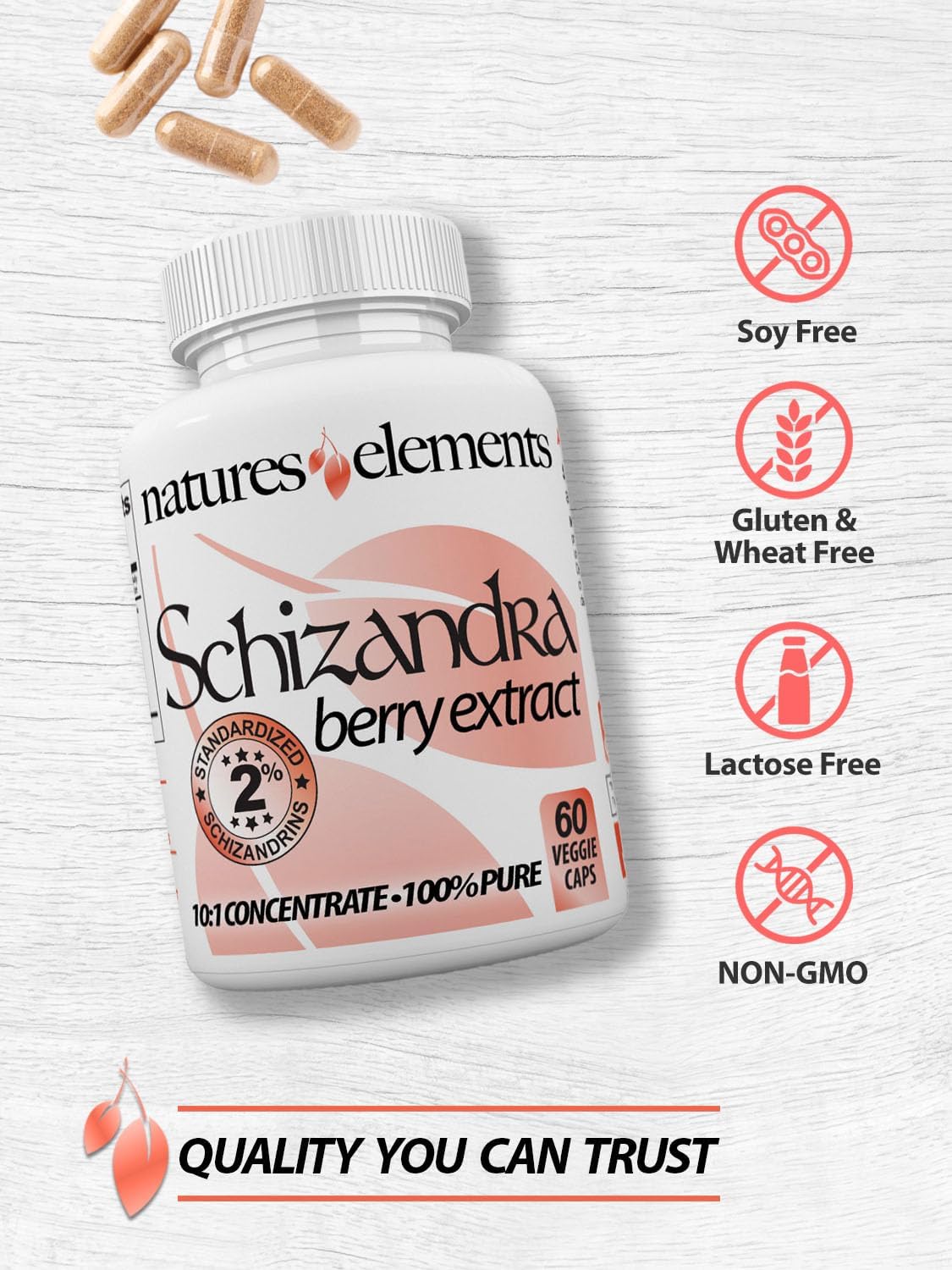 Natures Elements Schizandra Berry Extract – 3 Pack – 10:1 Concentrated Herbal Supplement – 1000mg Per Serving - Veggie Capsules – 60 Count Each – Non-GMO, 100% Pure – 1 Month Supply