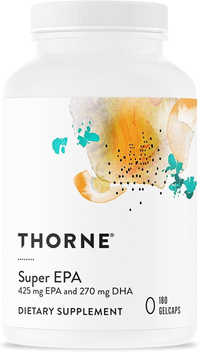 THORNE - Super EPA - Omega-3 Fatty Acids EPA 425mg & DHA 270mg Supplement - Support Brain, Cardiovascular, Joints & Skin* - Gluten, Dairy & Soy-Free - 180 Gelcaps