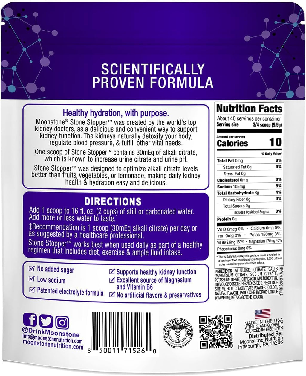 Stone Stopper Drink Mix, Tropical, Kidney Stone Prevention, Calcium Oxalate Protector, Alkali Citrate Support, Developed by Urologists to Improve Hydration and Support Kidney Health, 30 Day Supply