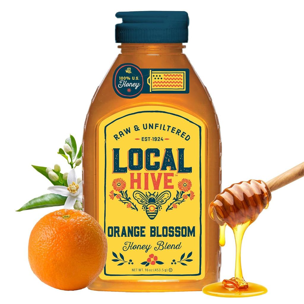Local Hive Orange Blossom Raw & Unfiltered – 16 oz | 100% Pure U.S. Honey | Natural Sweetener Sourced from American Bees & Beekeepers | Bright Citrus Floral Flavor | Ideal for Tea, Baking & Cooking