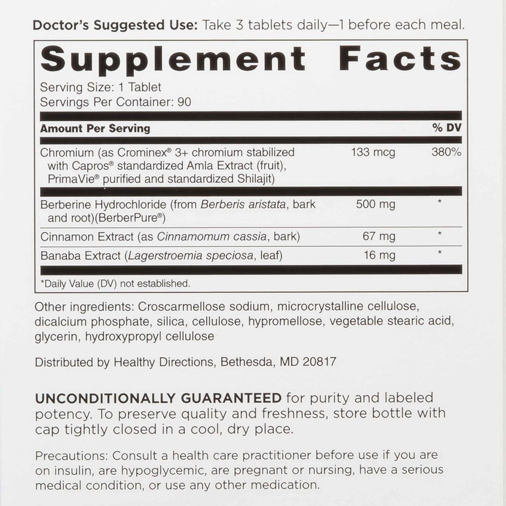 DOCTORS' PREFERRED GlucoGold with Berberine, Concentrated Cinnamon, Chromium, Banaba Leaf Extract | 180 Tablets