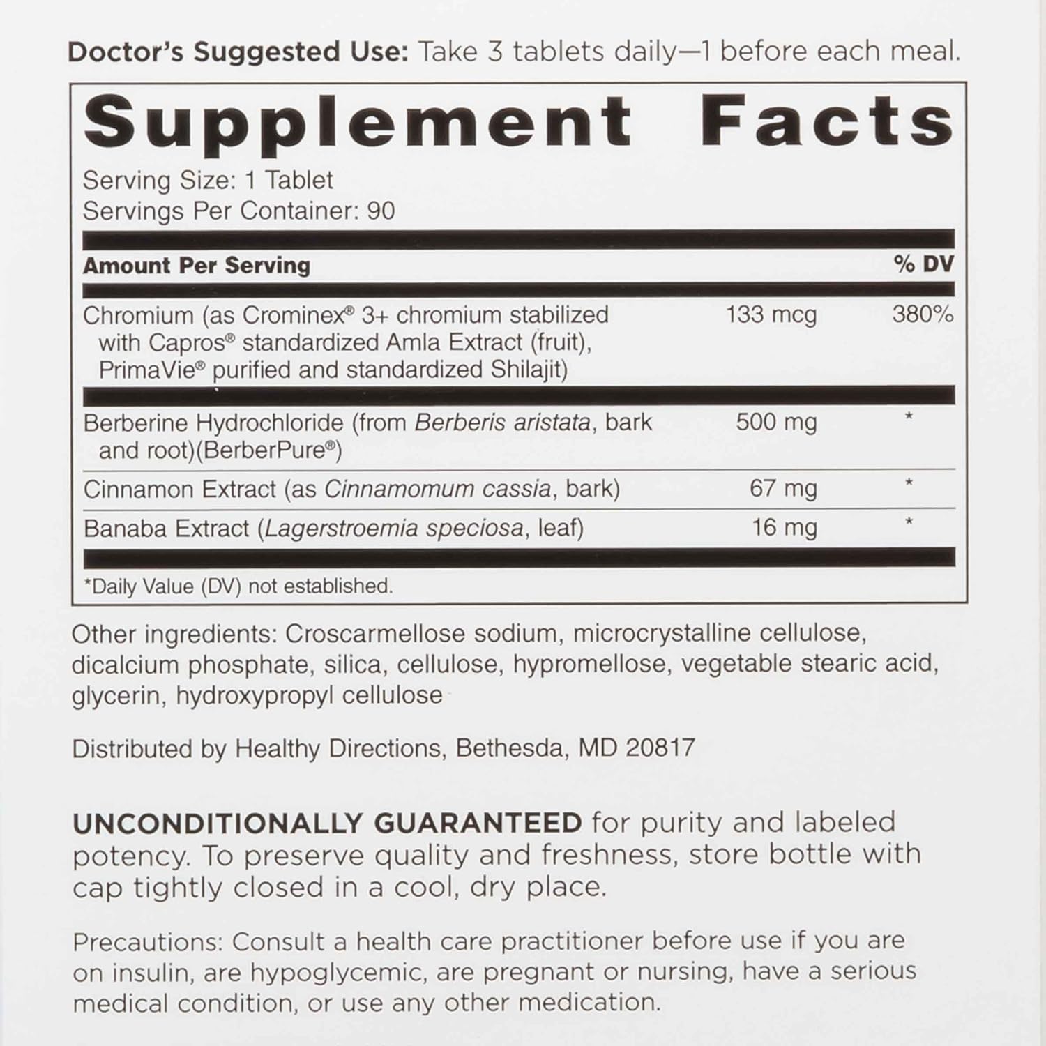 DOCTORS' PREFERRED GlucoGold with Berberine, Concentrated Cinnamon, Chromium, Banaba Leaf Extract | 180 Tablets