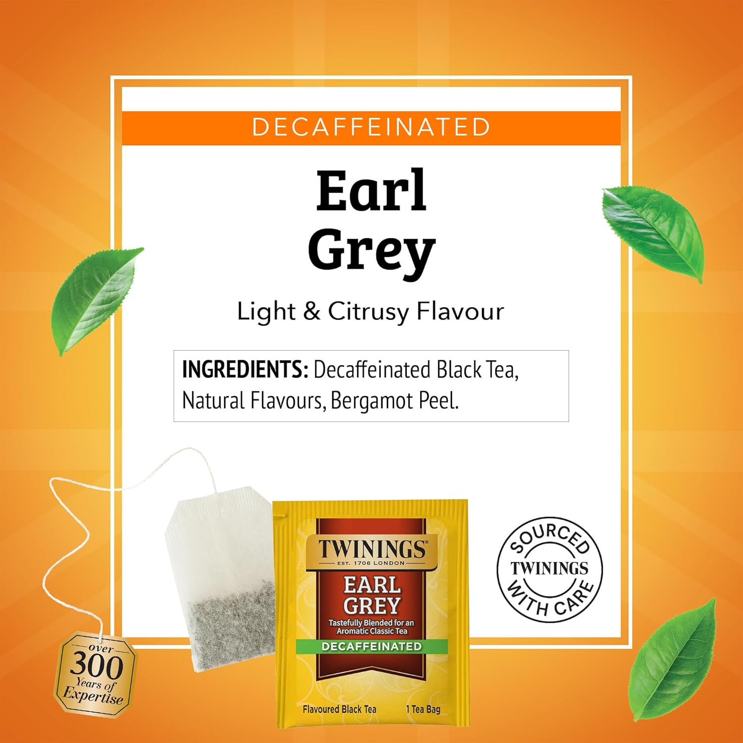 Twinings Decaffeinated Earl Grey Black Tea Individually Wrapped Bags, 20 Count (Pack of 1), Flavoured with Citrus and Bergamot, Enjoy Hot or Iced, 20 Teabags
