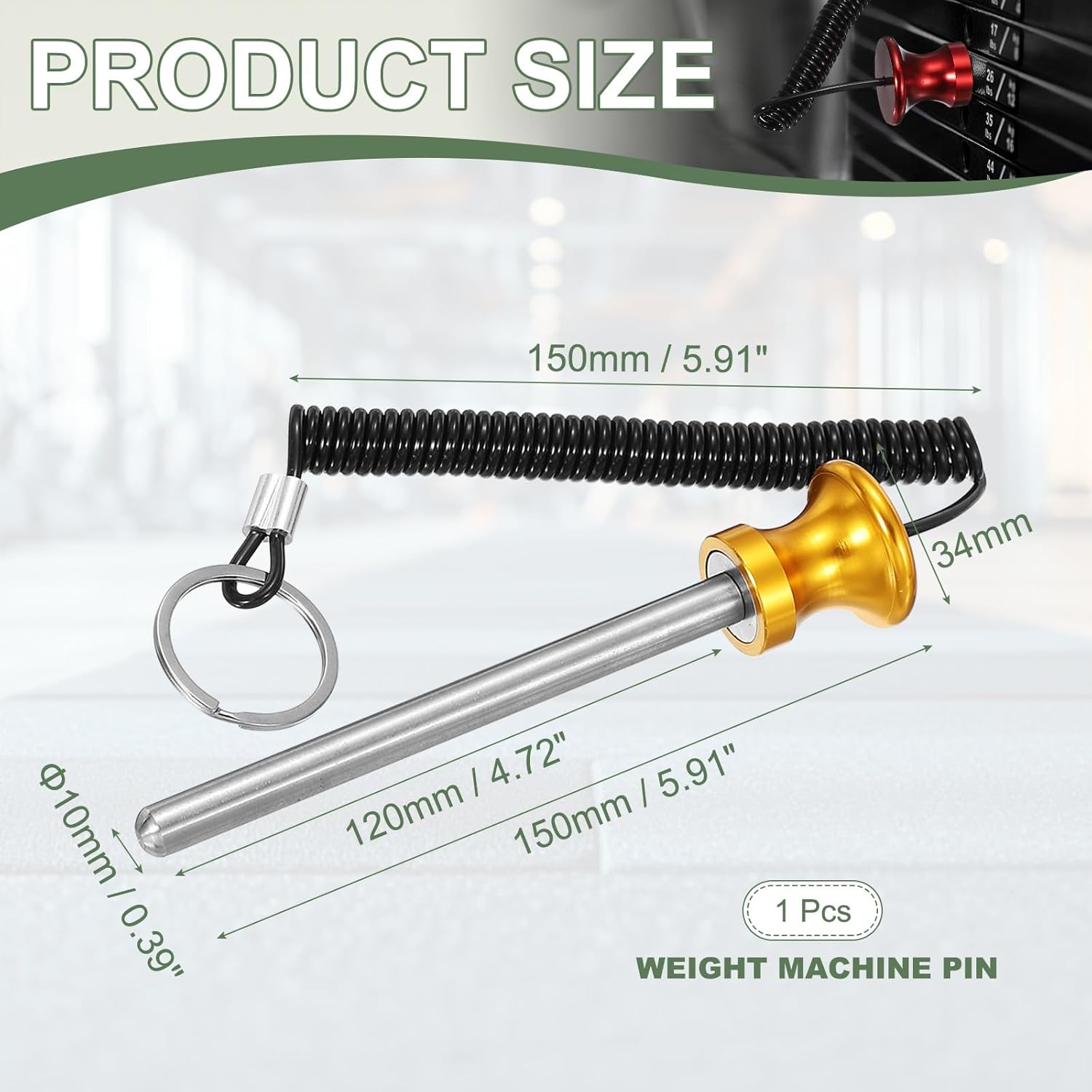 Weight Stack Pin, Weight Gym Pin Strength Training Equipment Replacement with Pull Rope for Home Gym Club