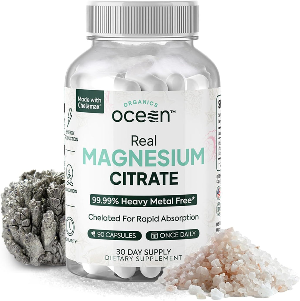 Real Magnesium Citrate - High Absorption Magnesium Supplement - Chelated Magnesium to Support Energy, Relaxation, and Regularity