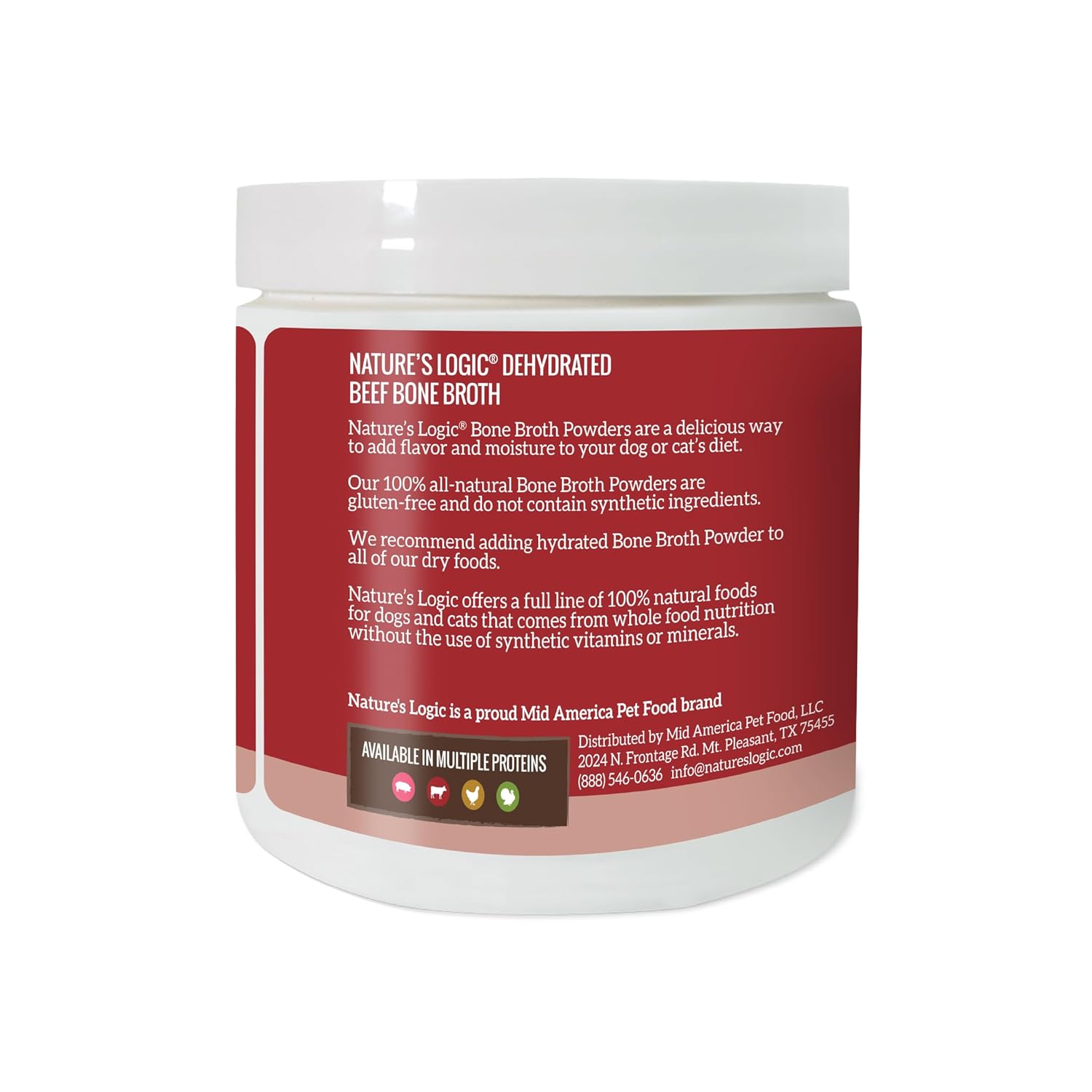 Nature's Logic Dehydrated Bone Broth Powder - 100% Natural Dog & Cat Topper - Rich in Glucosamine & Chondroitin - Boosts Immune System - Gluten-Free, No Synthetic Ingredients - Beef, 6oz