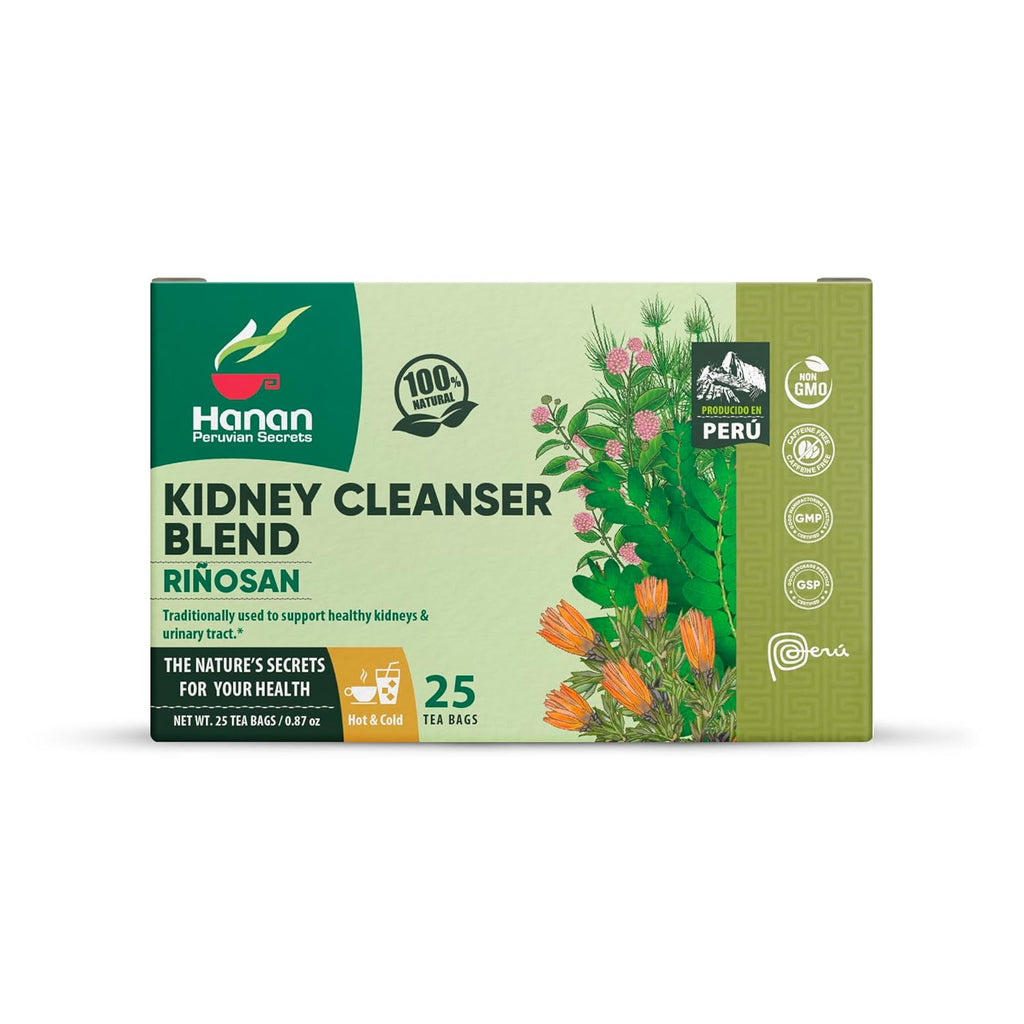 Hanan Peruvian Secrets Rinosan Herbal Tea | 100% Natural Kidney Cleanse Aid Blend | 25 Tea Bags | Naturally Aids in Supporting Healthy Kidney and Urinary Tract Function