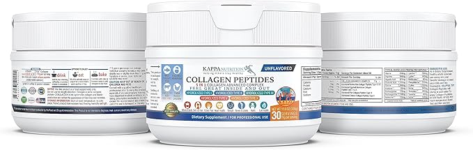 KAPPA NUTRITION Collagen Peptides Powder, 5 in 1 Multi-Collagen Advanced Complex with Hydrolyzed Collagen Peptides, Supports Skin, Hair, Nails, Joints & Bones / 30 Servings