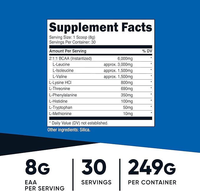Nutricost EAA Powder 30 Servings (Unflavored) - Essential Amino Acids - Non-GMO, Gluten Free, Vegetarian Friendly