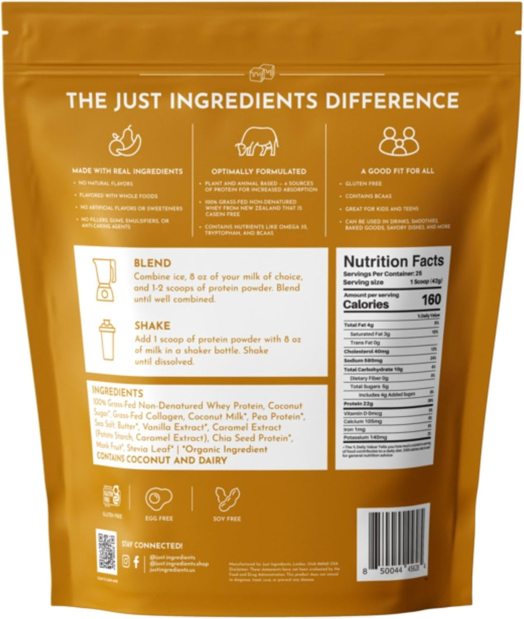 Salted Caramel Protein Powder – 30-Serving Blend with 100% Grass-Fed Whey & Organic Plant Proteins – Flavored with Real Ingredients – Supports Muscle Recovery & Energy