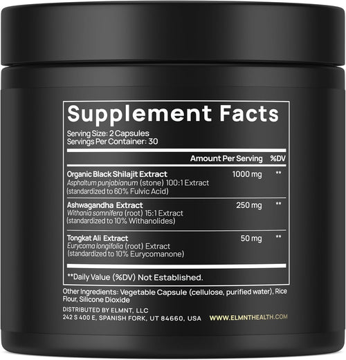 103,800mg Black Shilajit for Men 100x Strength w. Ashwagandha & Tongkat Ali 10% Extract - Ultra Pure Himalayan Shilajit Capsules 60% Fulvic Acid - Energy, Stamina & Performance Mens Health Supplement