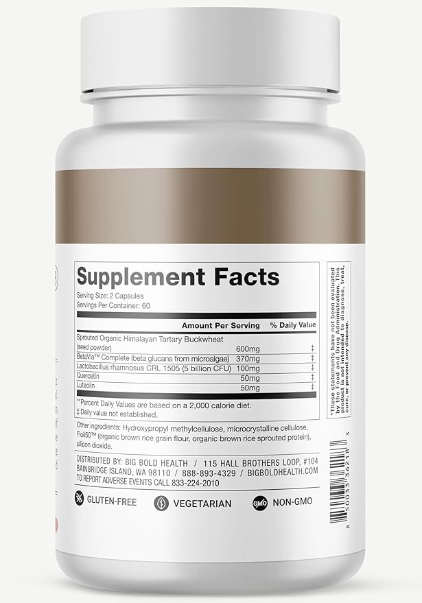 BIG BOLD HEALTH Microbiome Rejuvenate Prebiotic + Probiotic Supplement for Gut Health & Immune System Support - with Immune-Active Himalayan Tartary Buckwheat - Gluten-Free (120 Count (Pack of 1))