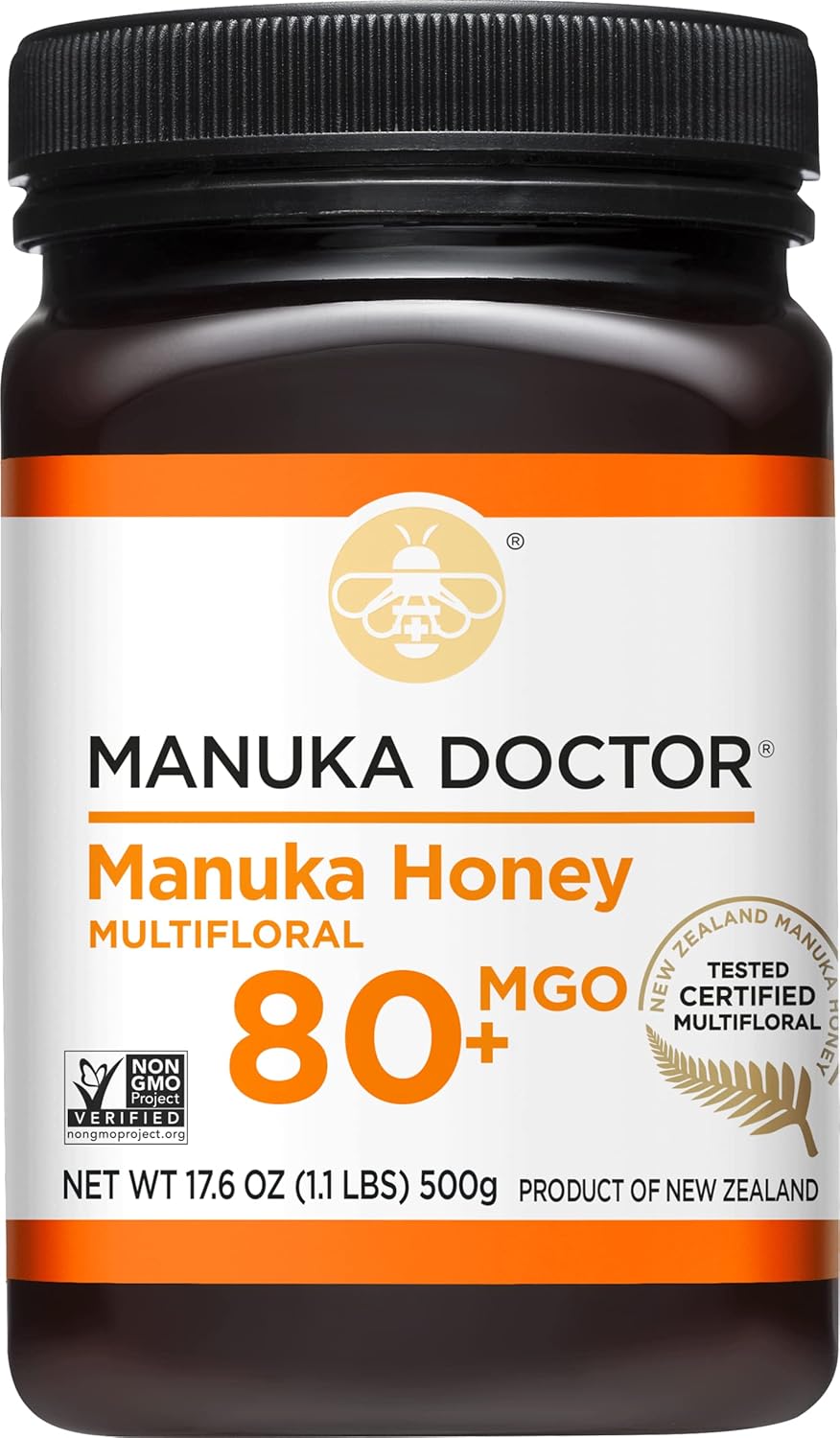 Manuka Doctor - MGO 80+ Manuka Honey Multifloral, 100% Pure New Zealand Honey. Certified. Guaranteed. Raw. Non-GMO (17.6oz)
