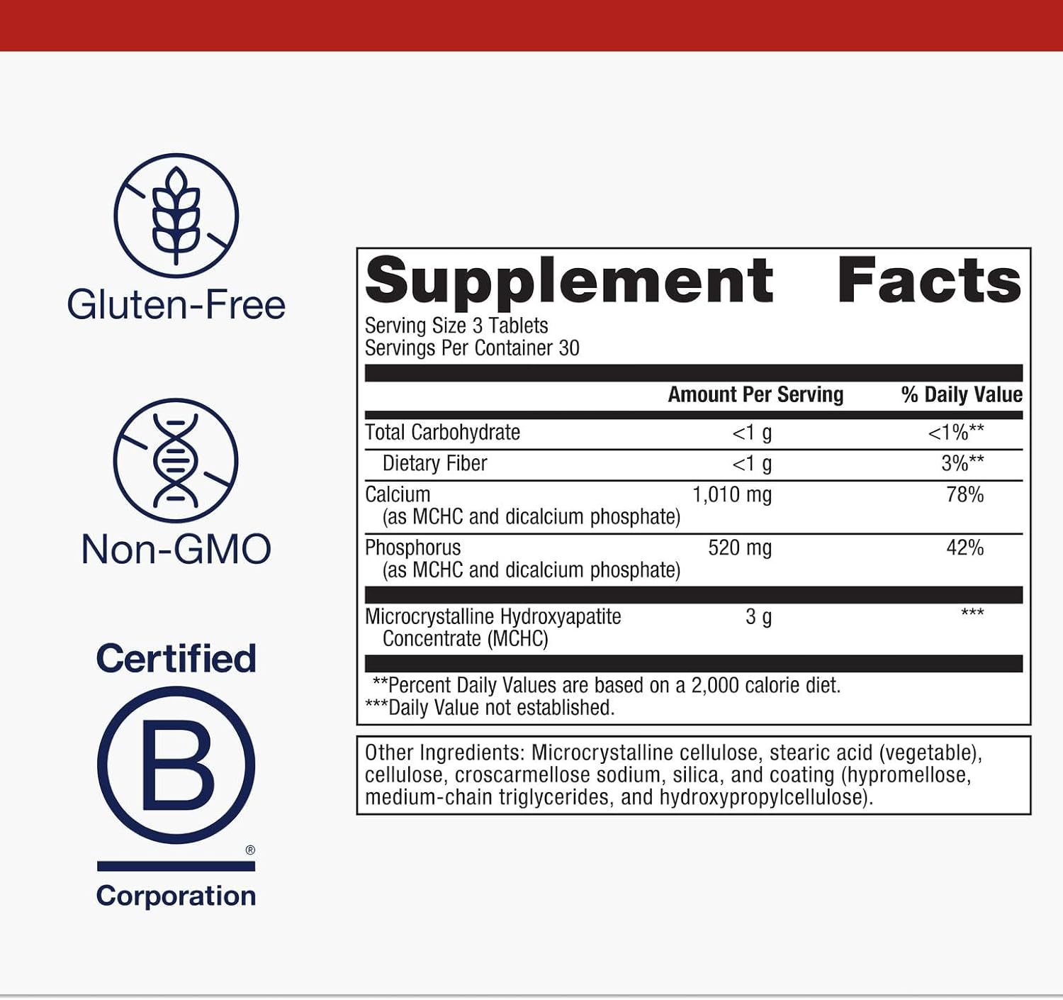 Metagenics Bone Builder Extra Strength - Calcium Supplement - with Phosphorus - Gluten-Free & Non-GMO - 90 Tablets - 30 Servings