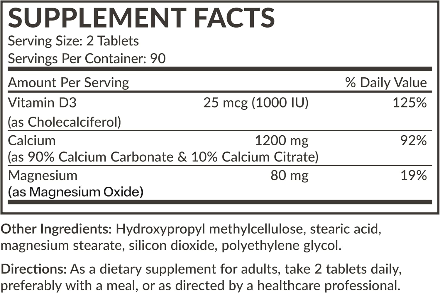 Futurebiotics Calcium 1200 MG Per Serving Sustained Release with Vitamin D3 1000 IU Per Serving Non-GMO, 180 Vegetarian Tablets