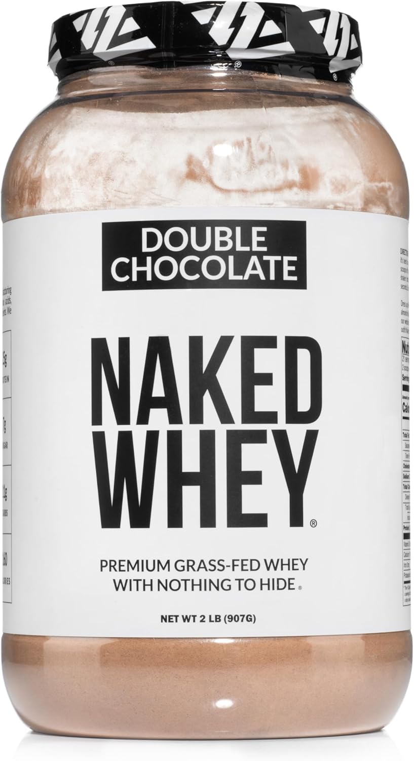 NAKED Whey Double Chocolate Grass Fed Whey Protein Powder, No GMO, No Soy, and Gluten Free. Nothing Artificial, Aid Growth and Recovery - 21 Servings