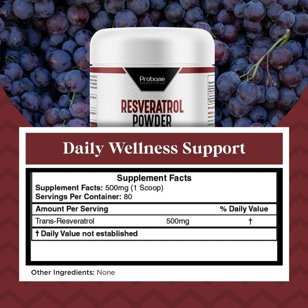 Trans Resveratrol Supplement, High Purity Resveratrol Powder for Age Support, 40-Day Supply, 40 Grams